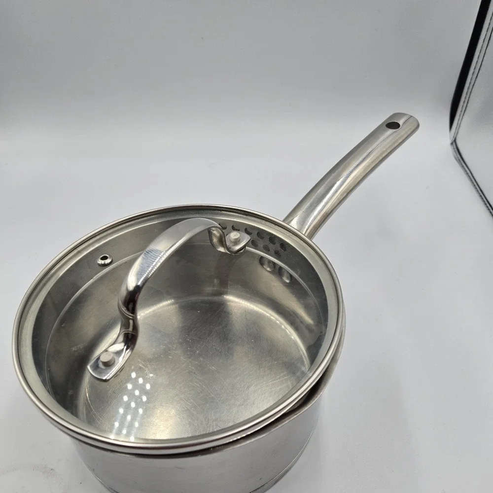 LA Sera Fine Stainless‎ Steel Cookware Saucepan Pot 1 Qt w Lid All Cooktops